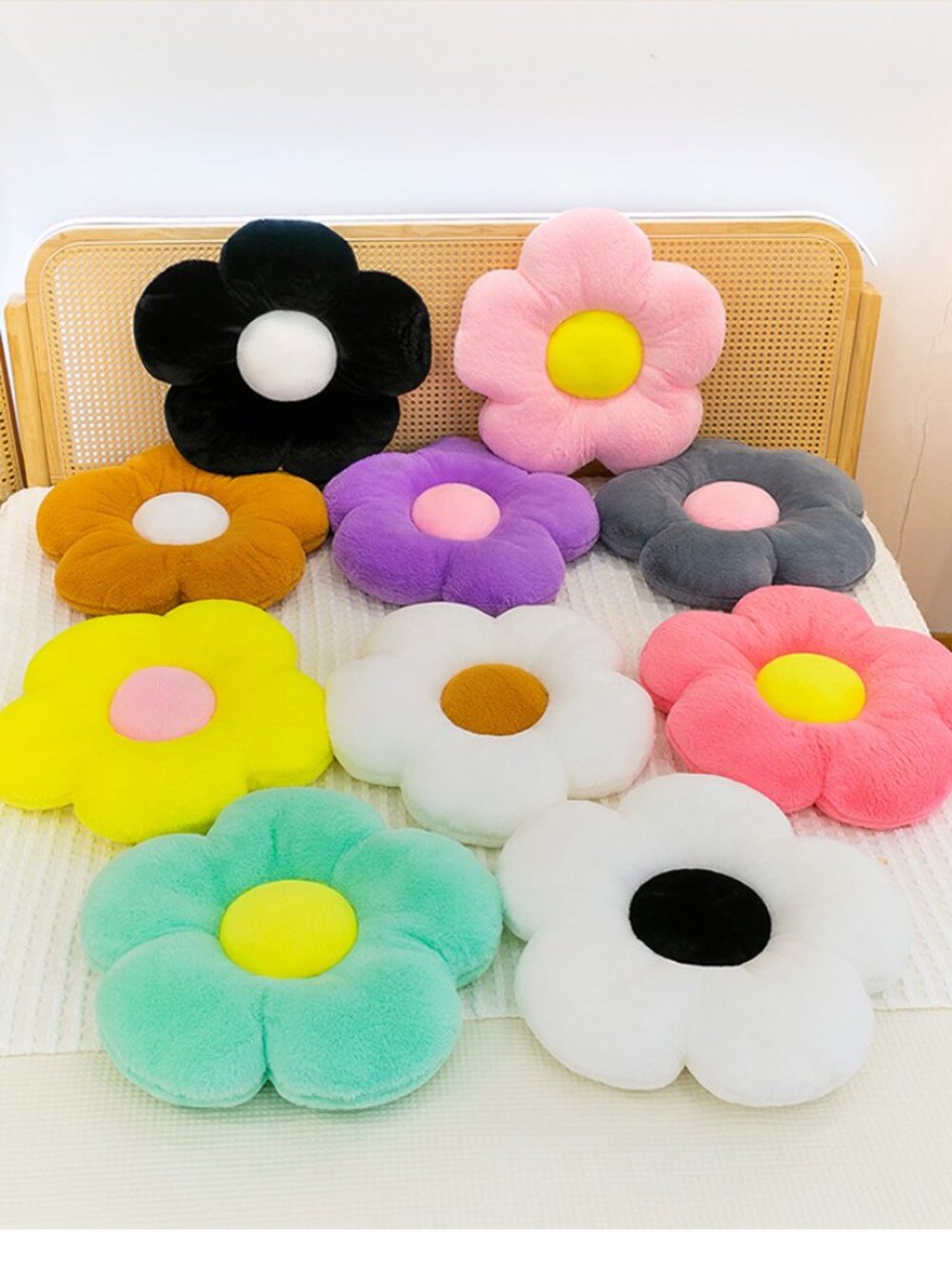 7 PCS Colorful Flowers Plush Cushion Cute Soft Sunflower Pillows Stuffed Toys